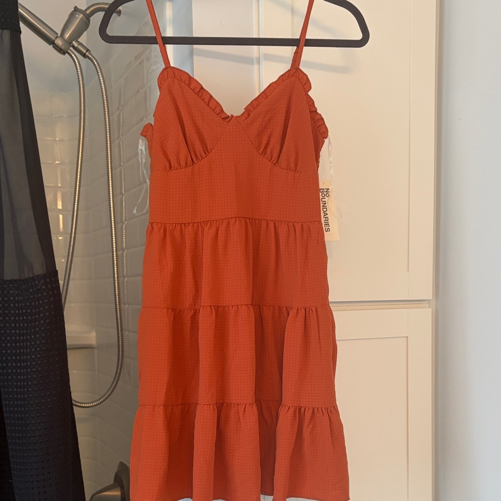 No Boundaries Orange Tiered Mini Dress